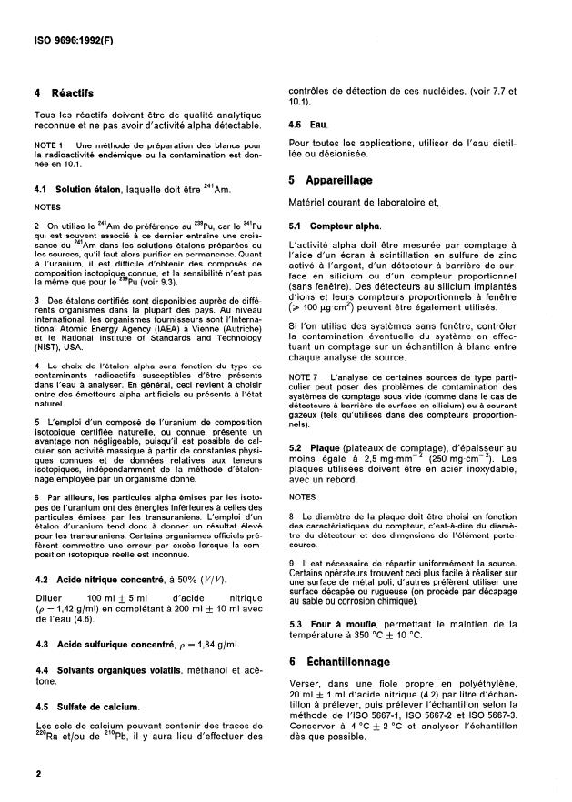 ISO 9696:1992 ISO 9696:1992 - Qualité de l'eau -- Mesurage de l'activité alpha globale dans l'eau non saline -- Méthode par source concentrée - Page 4 preview