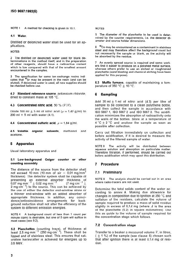 ISO 9697:1992 ISO 9697:1992 - Water quality -- Measurement of gross beta activity in non-saline water - Page 4 preview