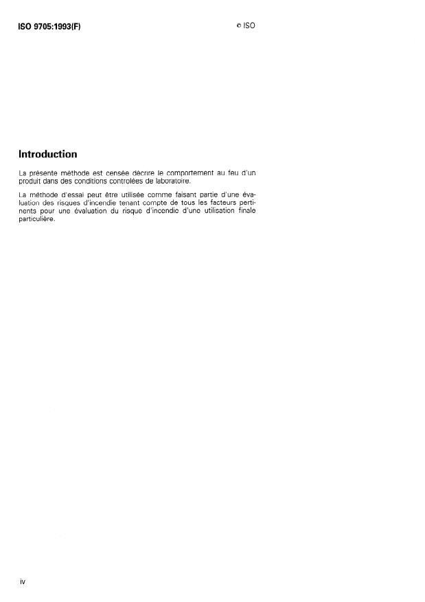 ISO 9705:1993 ISO 9705:1993 - Essais au feu -- Essai dans une piece en vraie grandeur pour les produits de surface - Page 4 preview