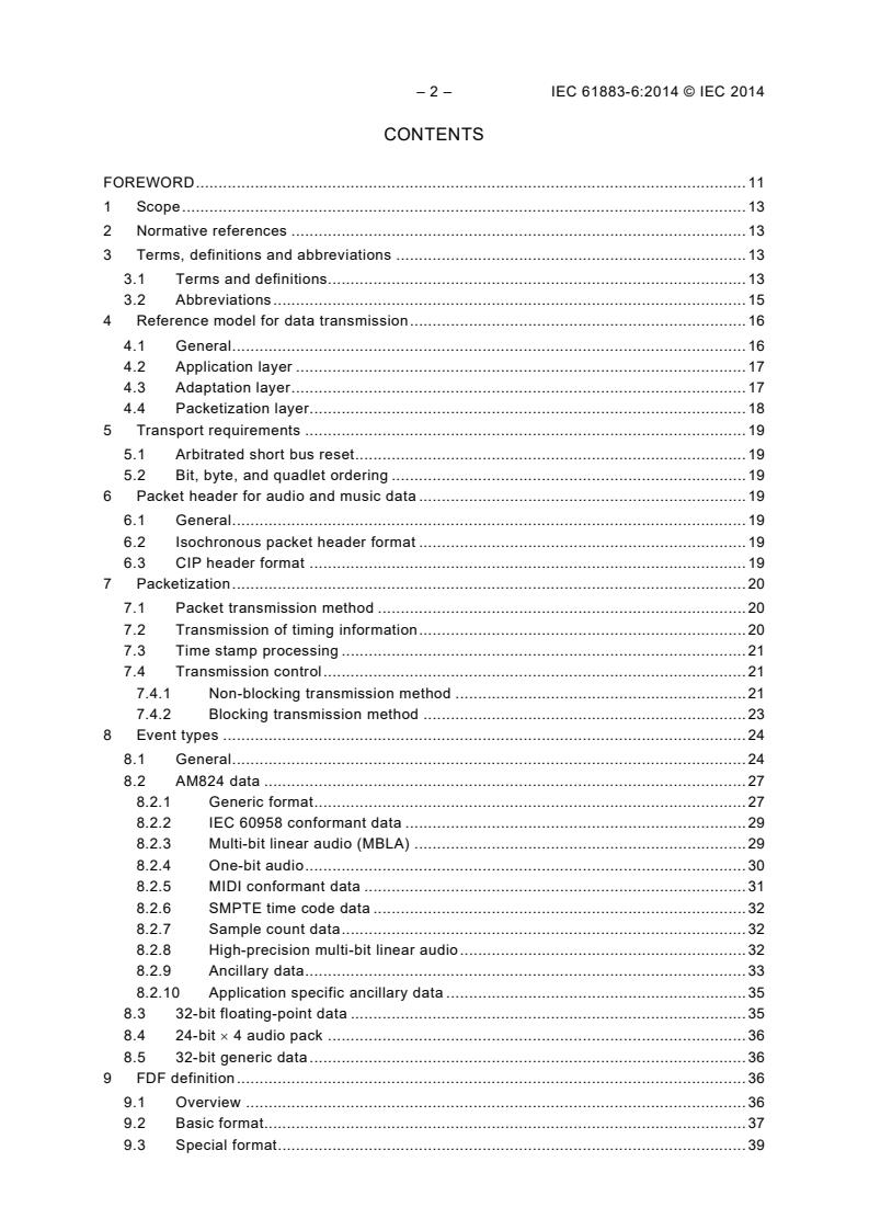 IEC 61883-6:2014 IEC 61883-6:2014 - Consumer audio/video equipment - Digital interface - Part 6: Audio and music data transmission protocol - Page 4 preview
