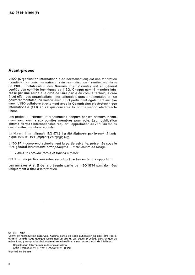 ISO 9714-1:1991 ISO 9714-1:1991 - Instruments orthopédiques -- Instruments de forage - Page 2 preview