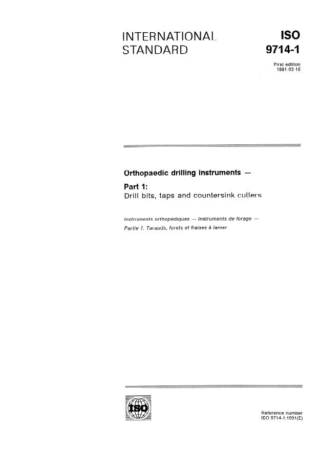 ISO 9714-1:1991 - Orthopaedic drilling instruments