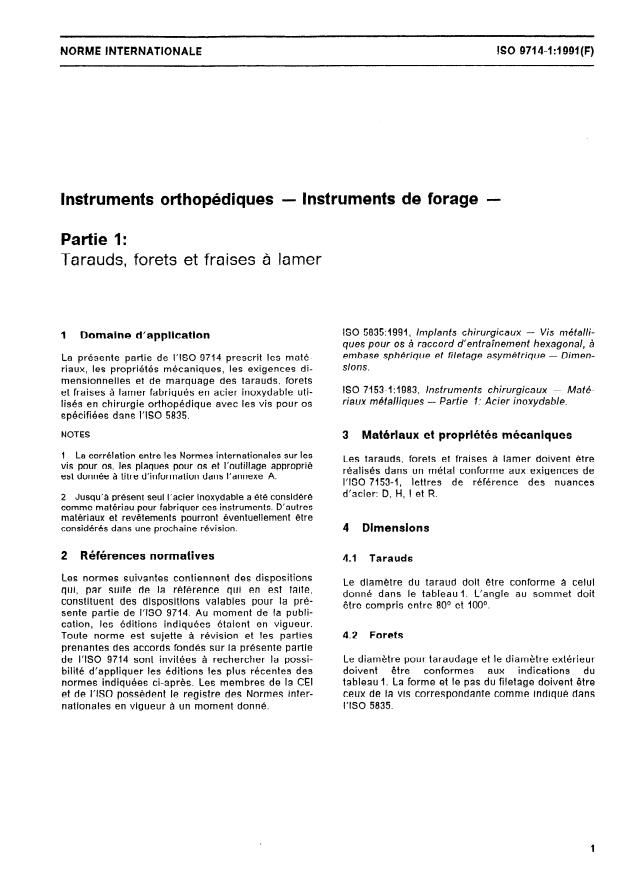 ISO 9714-1:1991 - Instruments orthopédiques -- Instruments de forage