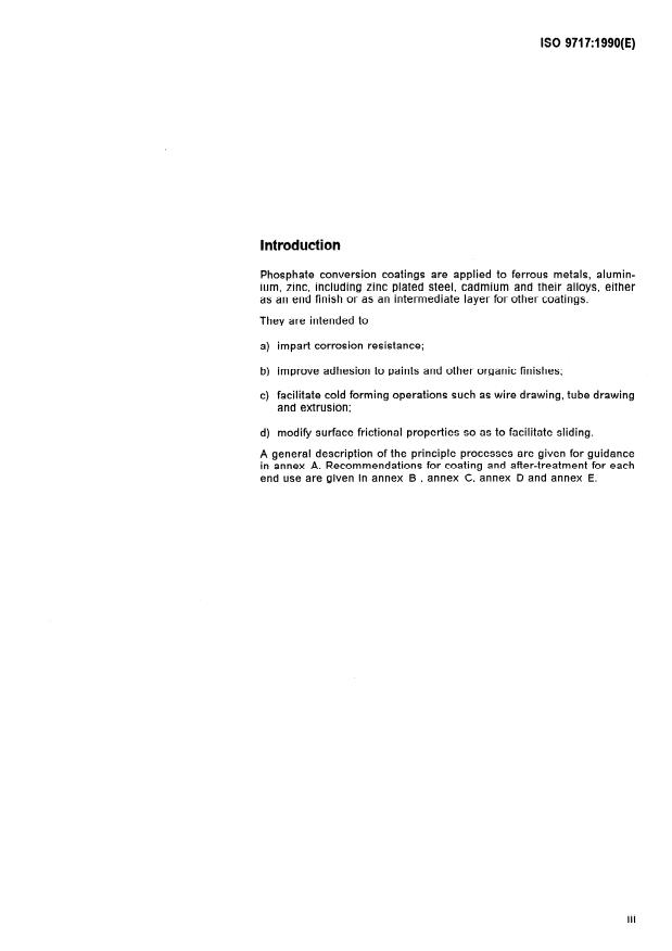 ISO 9717:1990 - Phosphate conversion coatings for metals -- Method of specifying requirements