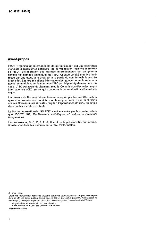 ISO 9717:1990 ISO 9717:1990 - Couches de conversion au phosphate sur métaux -- Méthode de spécification des caractéristiques - Page 2 preview
