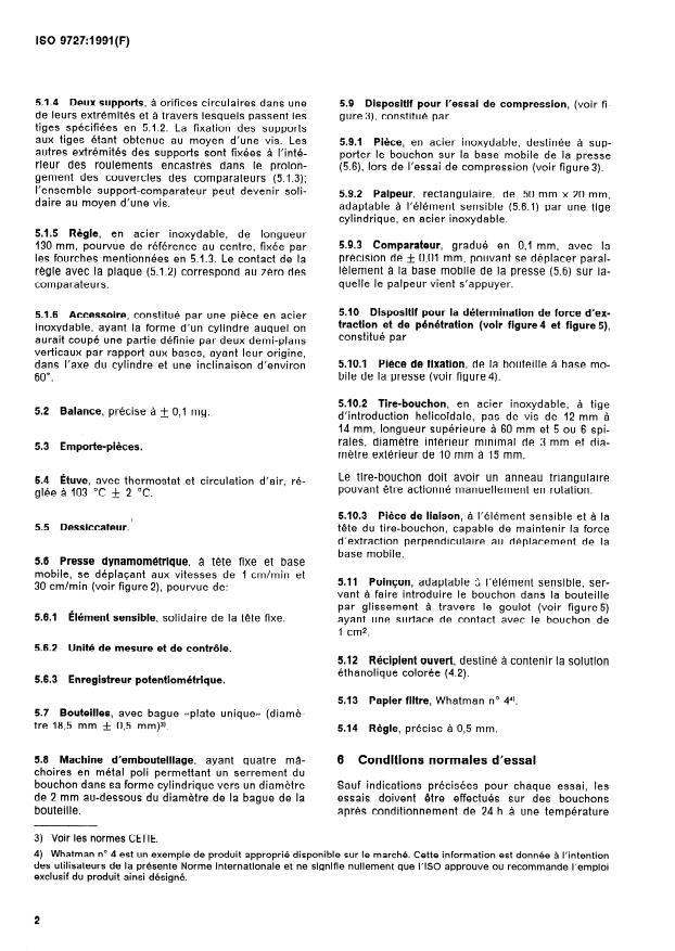 ISO 9727:1991 ISO 9727:1991 - Bouchons cylindriques en liege naturel -- Essais physiques -- Méthodes de référence - Page 4 preview