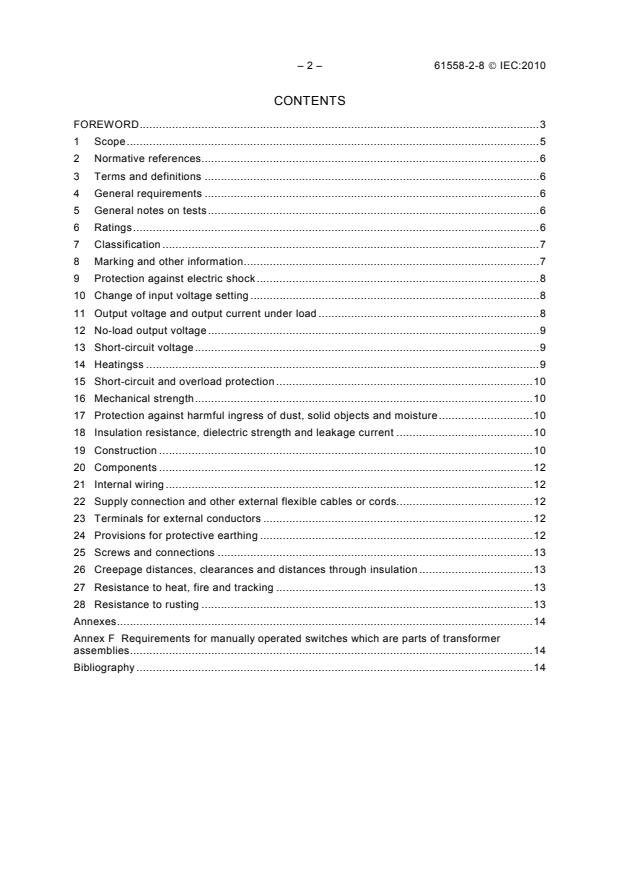 IEC 61558-2-8:2010 IEC 61558-2-8:2010 - Safety of transformers, reactors, power supply units and combinations thereof - Part 2-8: Particular requirements and tests for transformers and power supply units for bells and chimes - Page 4 preview