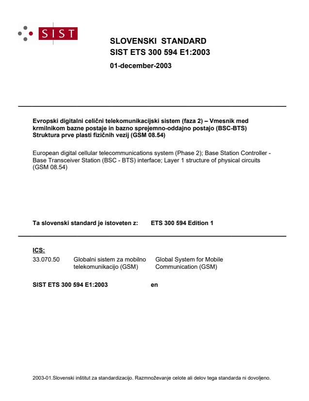 ETSI ETS 300 594 ed.1 (1994-09) ETS 300 594 E1:2003