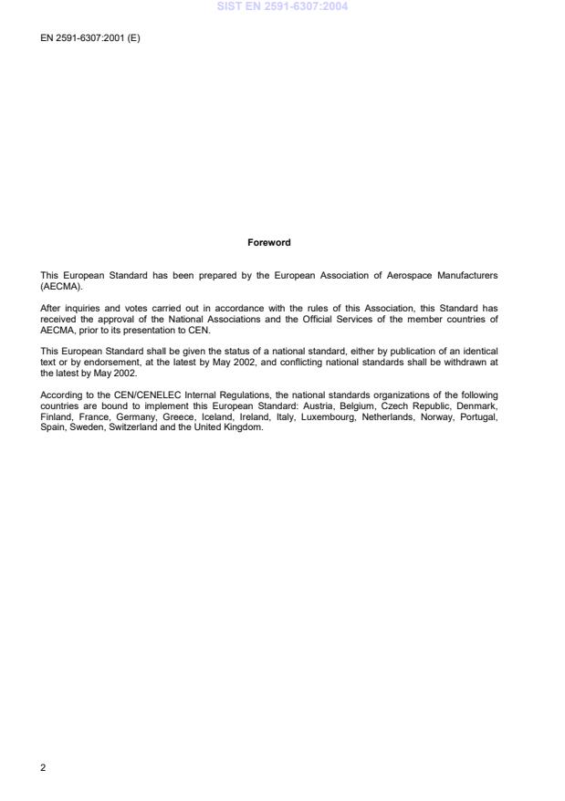 SIST EN 2591-6307:2004 SIST EN 2591-6307:2004 - Page 4 preview