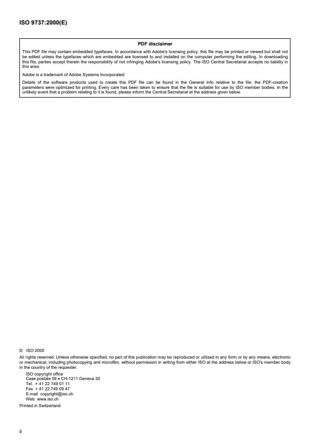 ISO 9737:2000 ISO 9737:2000 - Aerospace -- Eye-ends, in corrosion-resistant steel, swaged on aircraft control wire rope -- Dimensions and loads - Page 2 preview