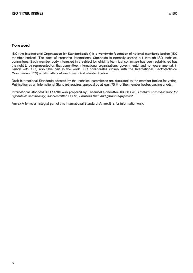 ISO 11789:1999 ISO 11789:1999 - Powered edgers with rigid cutting means -- Definitions, safety requirements and test procedures - Page 4 preview