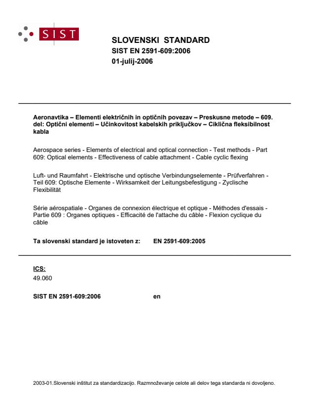 EN 2591-609:2005 EN 2591-609:2006 - Page 1 preview