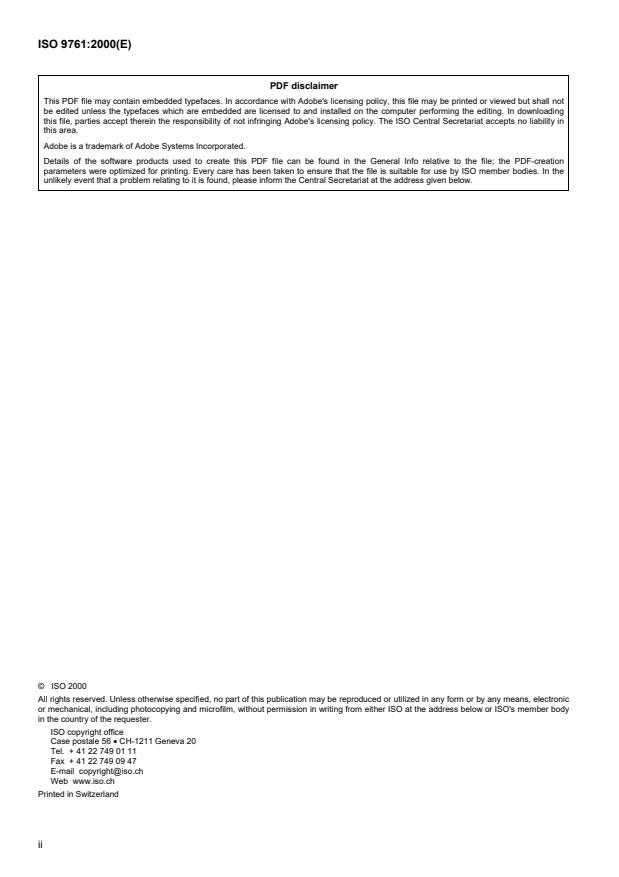 ISO 9761:2000 ISO 9761:2000 - Aerospace -- Locking clips, in corrosion-resistant steel, for aircraft control wire rope turnbuckles -- Dimensions - Page 2 preview