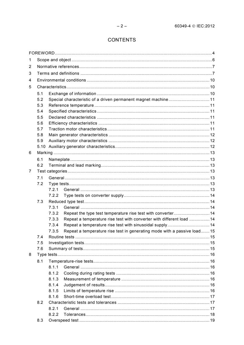 IEC 60349-4:2012 IEC 60349-4:2012 - Electric traction - Rotating electrical machines for rail and road vehicles - Part 4: Permanent magnet synchronous electrical machines connected to an electronic converter - Page 4 preview