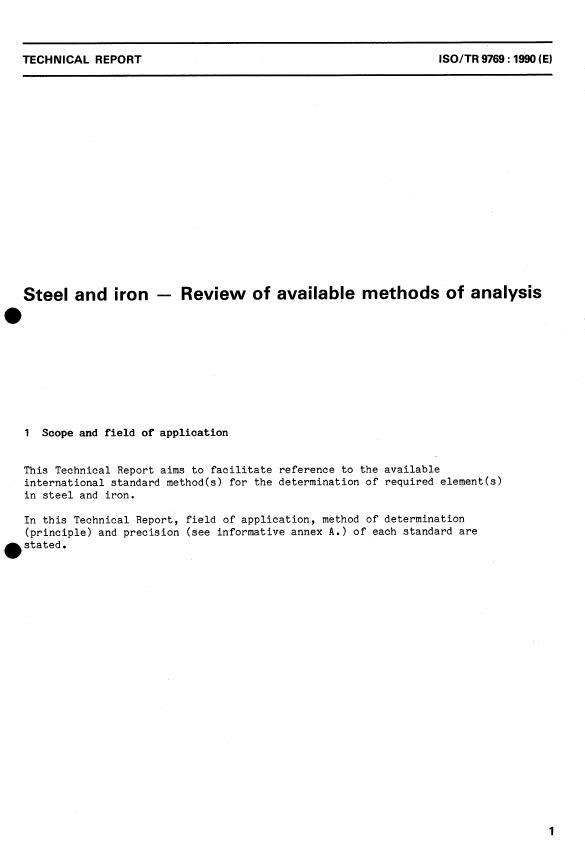 ISO/TR 9769:1990 - Steel and iron -- Review of available methods of analysis