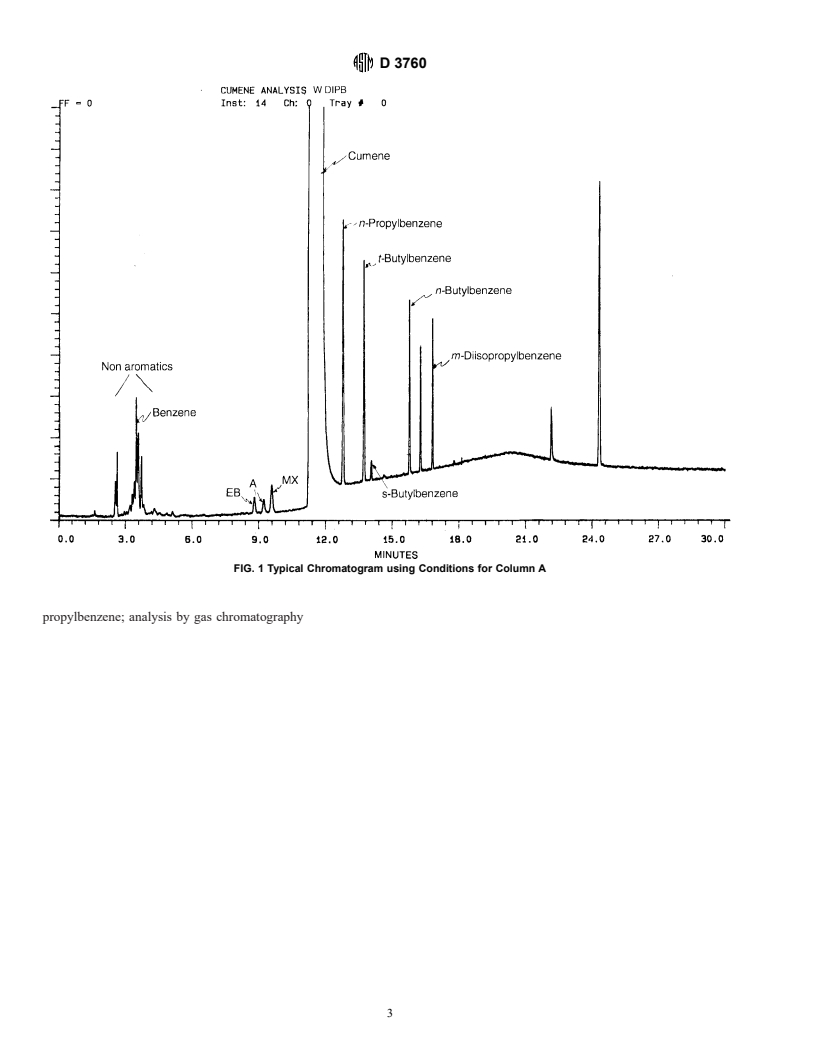 ASTM D3760-98 - Standard Test Method for Analysis of Isopropylbenzene (Cumene) by Gas Chromatography