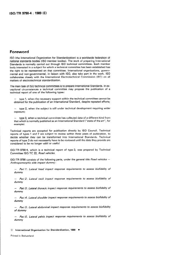 ISO/TR 9790-4:1989 ISO/TR 9790-4:1989 - Road vehicles -- Anthropomorphic side impact dummy - Page 2 preview