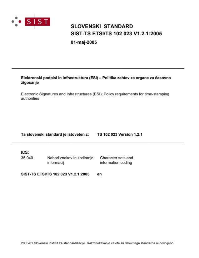 TS ETSI/TS 102 023 V1.2.1:2005