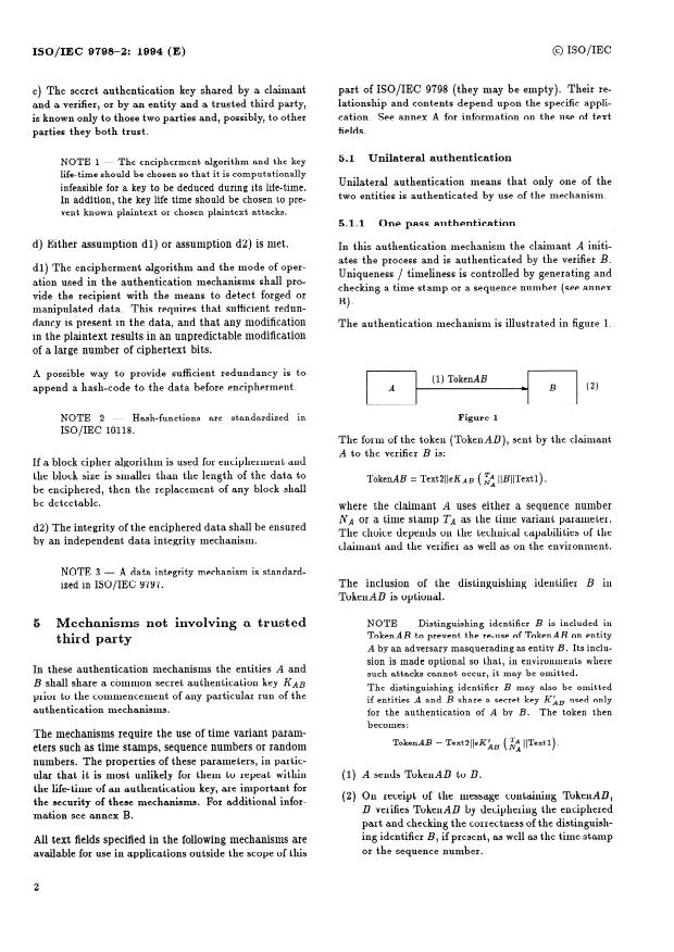 ISO/IEC 9798-2:1994 ISO/IEC 9798-2:1994 - Information technology -- Security techniques -- Entity authentication - Page 4 preview