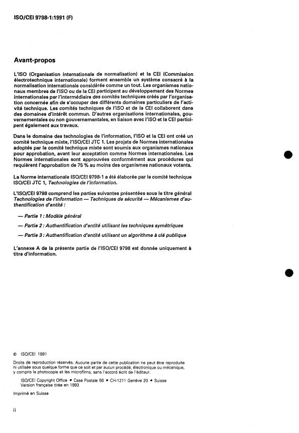 ISO/IEC 9798-3:1993 ISO/IEC 9798-3:1993 - Information technology -- Security techniques -- Entity authentication mechanisms - Page 2 preview