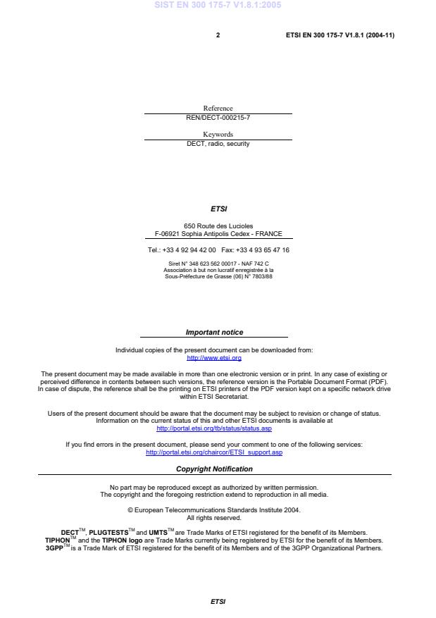 SIST EN 300 175-7 V1.8.1:2005 SIST EN 300 175-7 V1.8.1:2005 - Page 4 preview