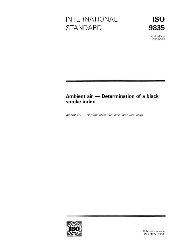ISO 9835:1993 - Ambient air -- Determination of a black smoke index
