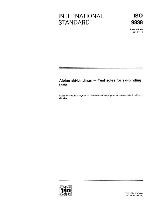 ISO 9838:1991 - Alpine ski-bindings -- Test soles for ski-binding tests