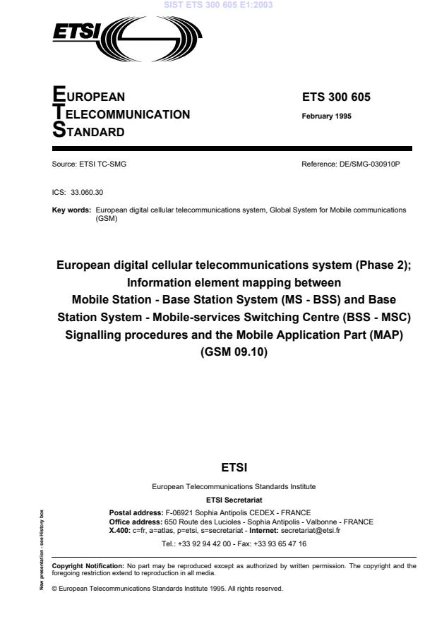 ETS 300 605 E1:2003
