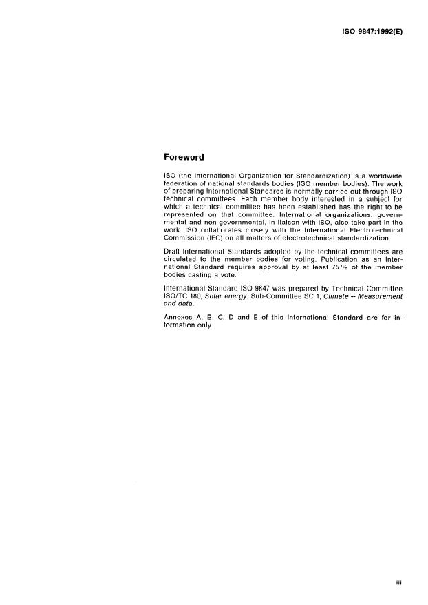 ISO 9847:1992 - Solar energy -- Calibration of field pyranometers by comparison to a reference pyranometer