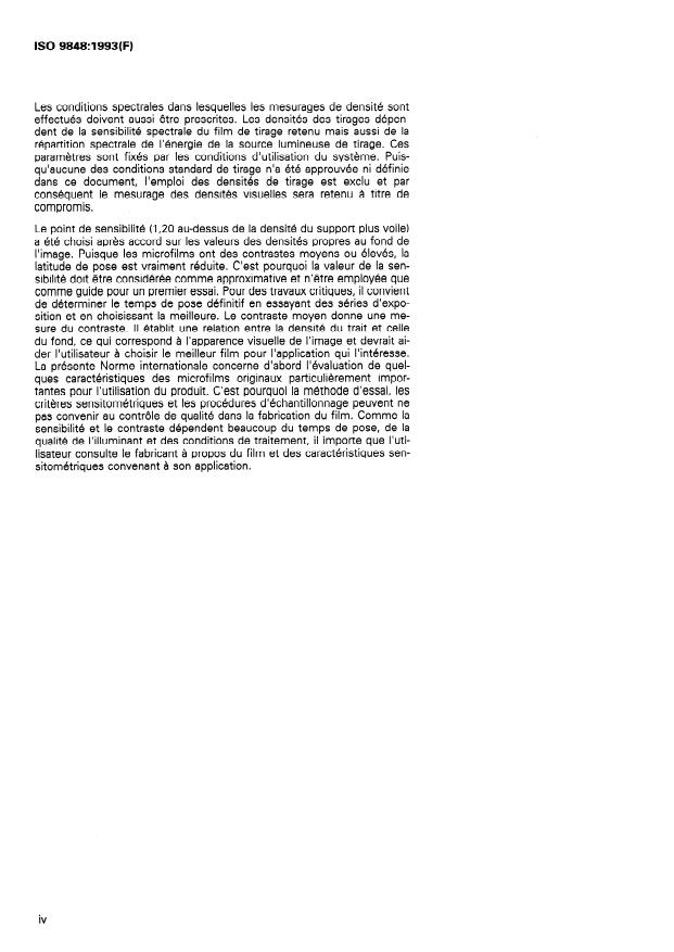ISO 9848:1993 ISO 9848:1993 - Photographie -- Microfilms de prise de vues -- Détermination de la sensibilité ISO et du contraste moyen ISO - Page 4 preview