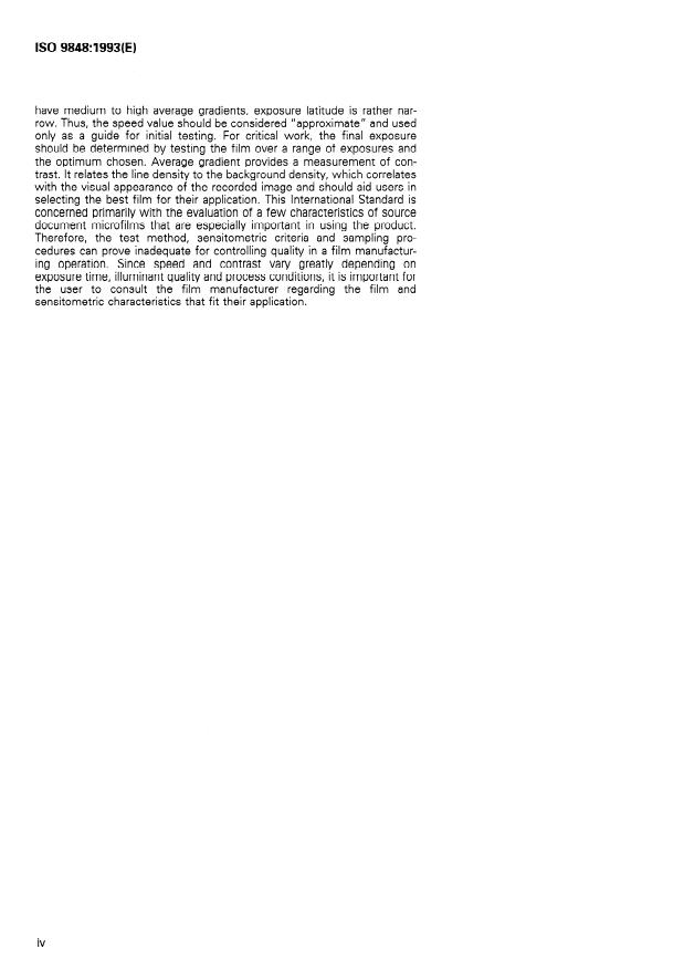 ISO 9848:1993 ISO 9848:1993 - Photography -- Source document microfilms -- Determination of ISO speed and ISO average gradient - Page 4 preview