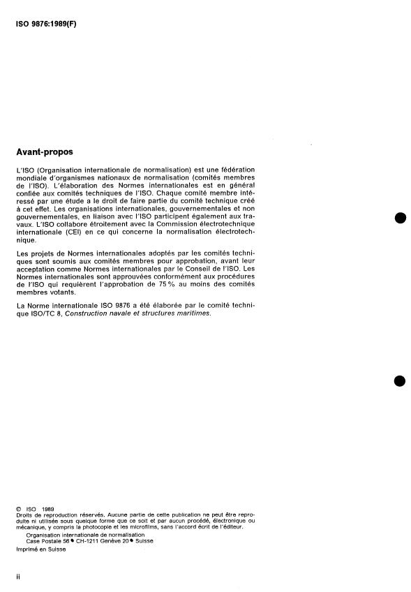 ISO 9876:1989 ISO 9876:1989 - Shipbuilding -- Marine facsimile receivers for meteorological charts - Page 2 preview
