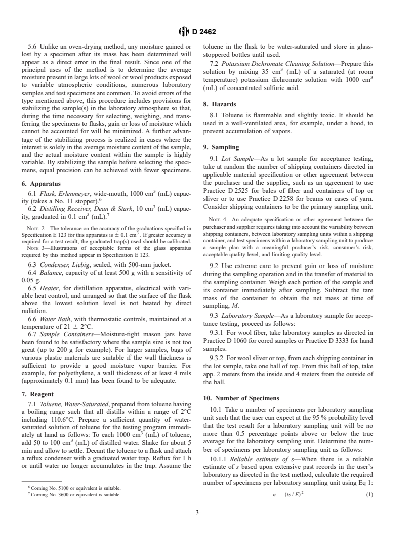 ASTM D2462-90(1995) - Standard Test Method for Moisture in Wool by ...