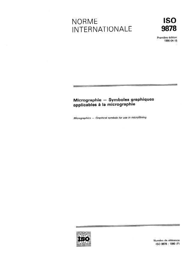 ISO 9878:1990 - Micrographie -- Symboles graphiques applicables a la micrographie