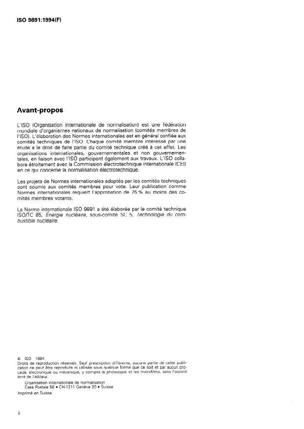 ISO 9891:1994 ISO 9891:1994 - Détermination de la teneur en carbone dans la poudre et les pastilles frittées de dioxide d'uranium -- Combustion dans un four éléctrique a induction -- Méthode par titrimétrie/coulométrie/absorptiométrie infrarouge - Page 2 preview