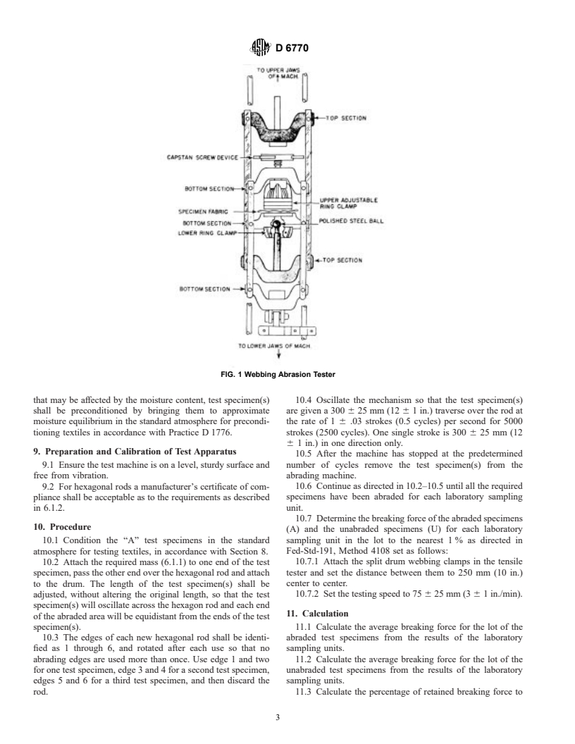 ASTM D6770-02 - Standard Test Method for Abrasion Resistance of Textile Webbing (Hex Bar Method)