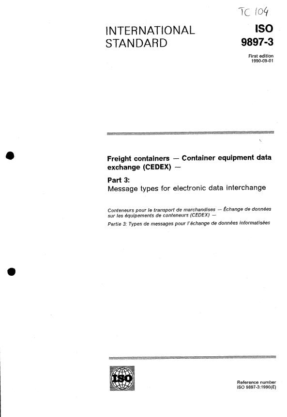 ISO 9897-3:1990 - Freight containers -- Container equipment data exchange (CEDEX)