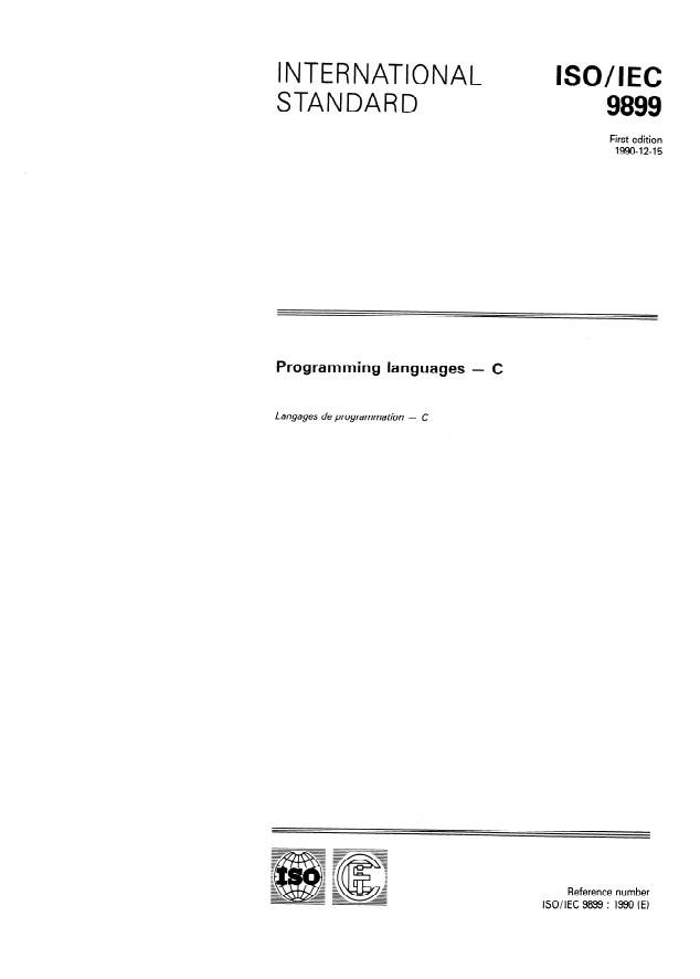ISO/IEC 9899:1990 - Programming languages -- C