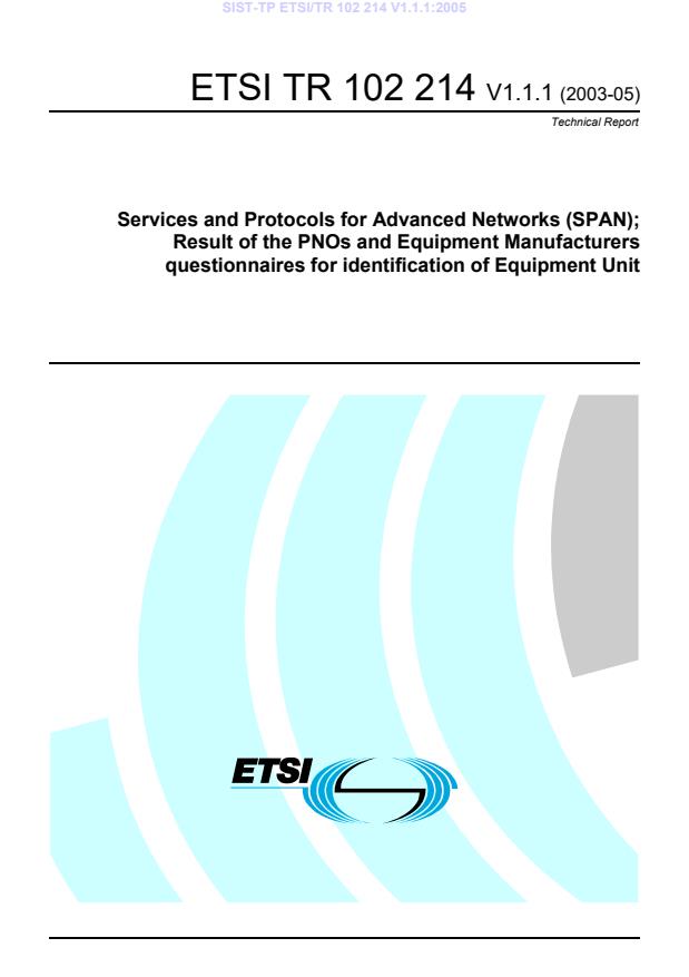 TP ETSI/TR 102 214 V1.1.1:2005