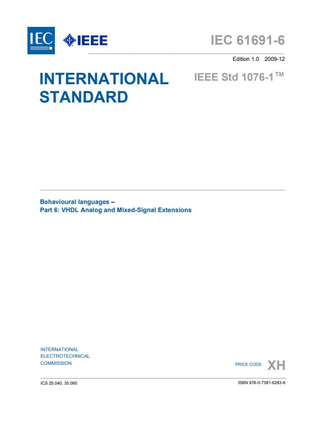 IEC 61691-6:2009 - Behavioural languages - Part 6: VHDL Analog and Mixed-Signal Extensions
