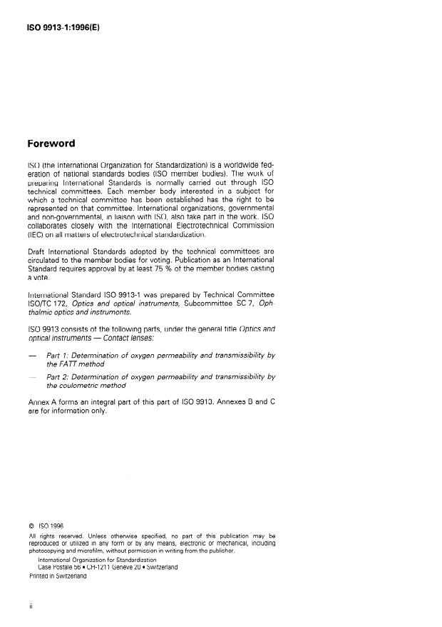ISO 9913-1:1996 ISO 9913-1:1996 - Optics and optical instruments -- Contact lenses - Page 2 preview