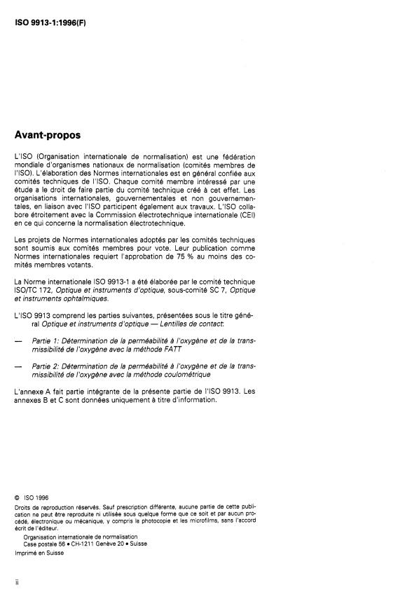 ISO 9913-1:1996 ISO 9913-1:1996 - Optique et instruments d'optique -- Lentilles de contact - Page 2 preview