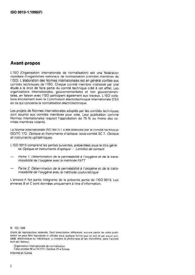 ISO 9913-1:1996 ISO 9913-1:1996 - Optique et instruments d'optique -- Lentilles de contact - Page 2 preview