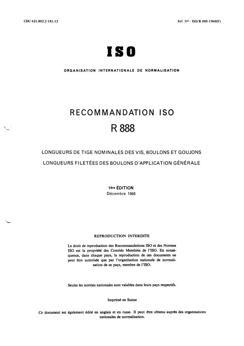 ISO/R 888:1968 - Title missing - Legacy paper document
Released:1/1/1968