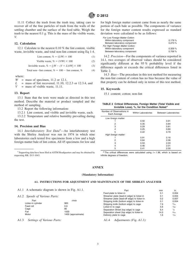 ASTM D2812-95(2002) - Standard Test Method for Non-Lint Content of Cotton