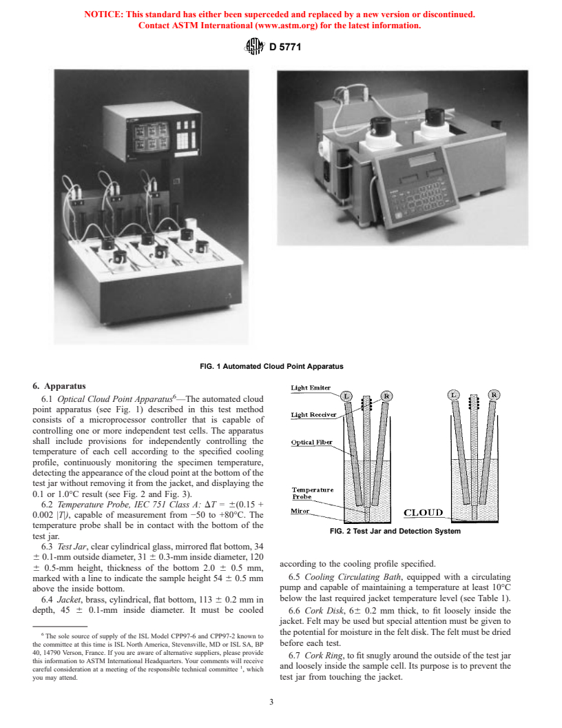 ASTM D5771-02 - Standard Test Method for Cloud Point of Petroleum Products (Optical Detection Stepped Cooling Method)