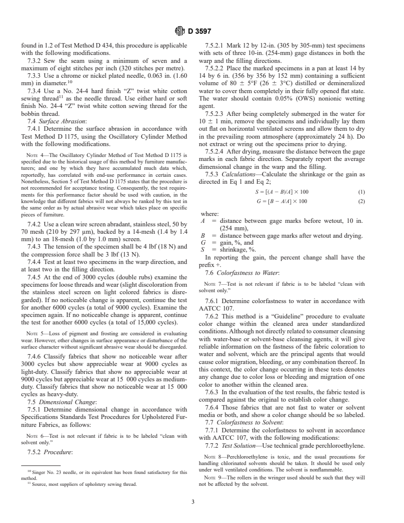 ASTM D3597-95a - Standard Specification for Woven Upholstery Fabrics-Plain, Tufted, or Flocked