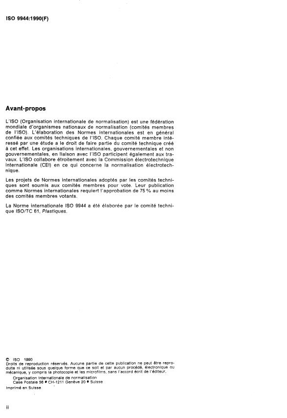ISO 9944:1990 ISO 9944:1990 - Plastiques -- Résines phénoliques -- Détermination de la conductivité électrique des extraits de résine - Page 2 preview
