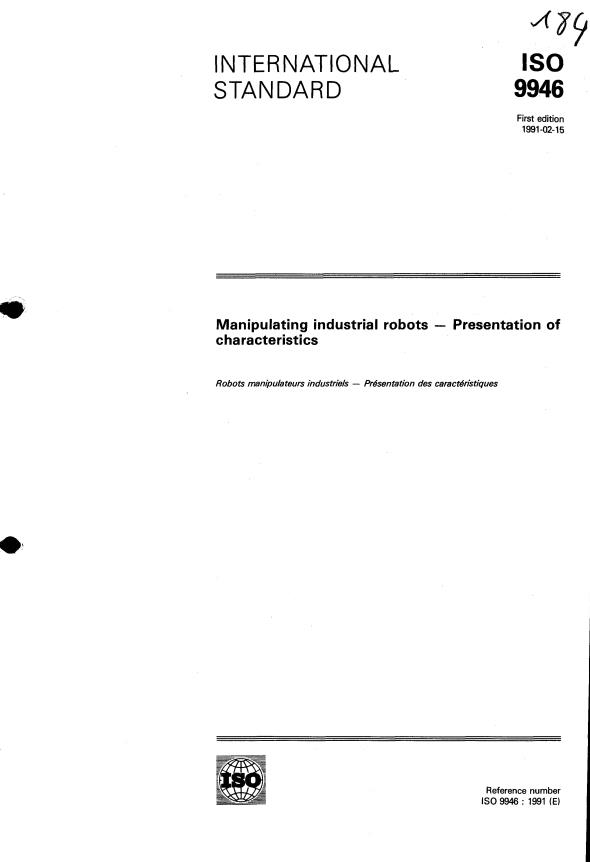 ISO 9946:1991 - Manipulating industrial robots -- Presentation of characteristics