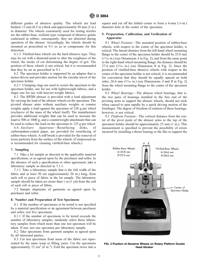 ASTM D3884-92 - Standard Guide for Abrasion Resistance of Textile Fabrics (Rotary Platform, Double-Head Method)